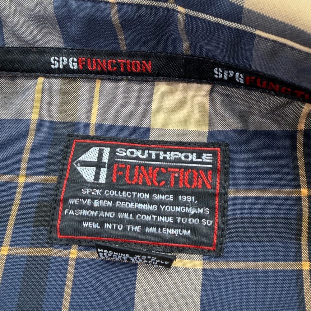 Southpole Shirt Mens 5XL Blue Plaid Function Button Down Long Sleeve Utility - Picture 3 of 12